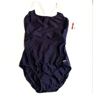 Speedo Fit Lanbeack Black And White One-Piece Womens Swimsuit Size 14